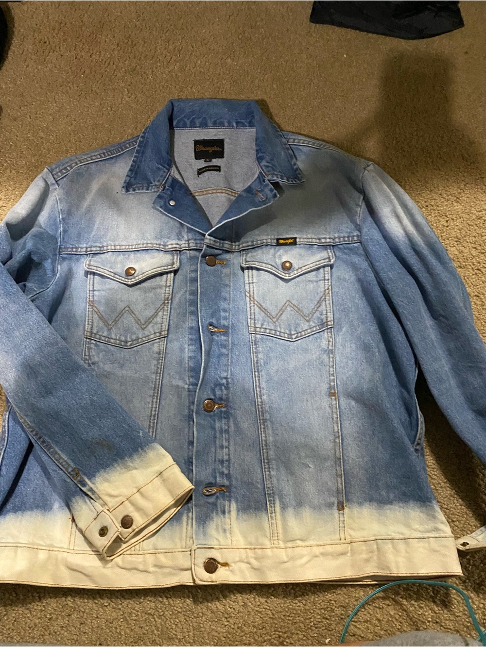 Wrangler Light Blue to Cream Dip-Dye Denim Jacket